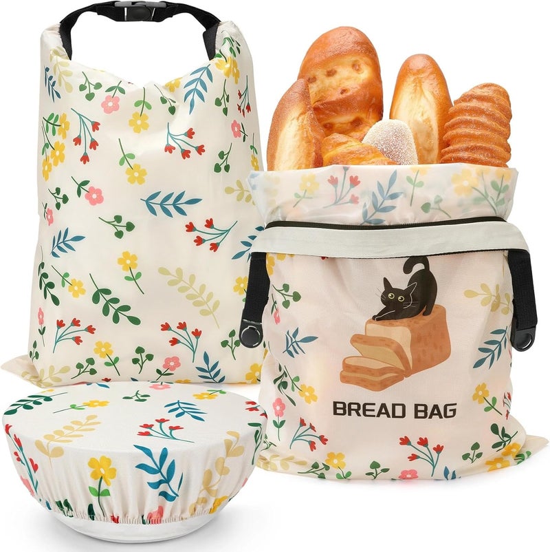 Revahope 2 Pack Reusable Bread Bags for Homemade Bread, 17"×13" Sourdough Bread Storage Bags with Bowl Cover - Keep Loaf Fresh and Easy to Wash(Black Cat) - Image 1